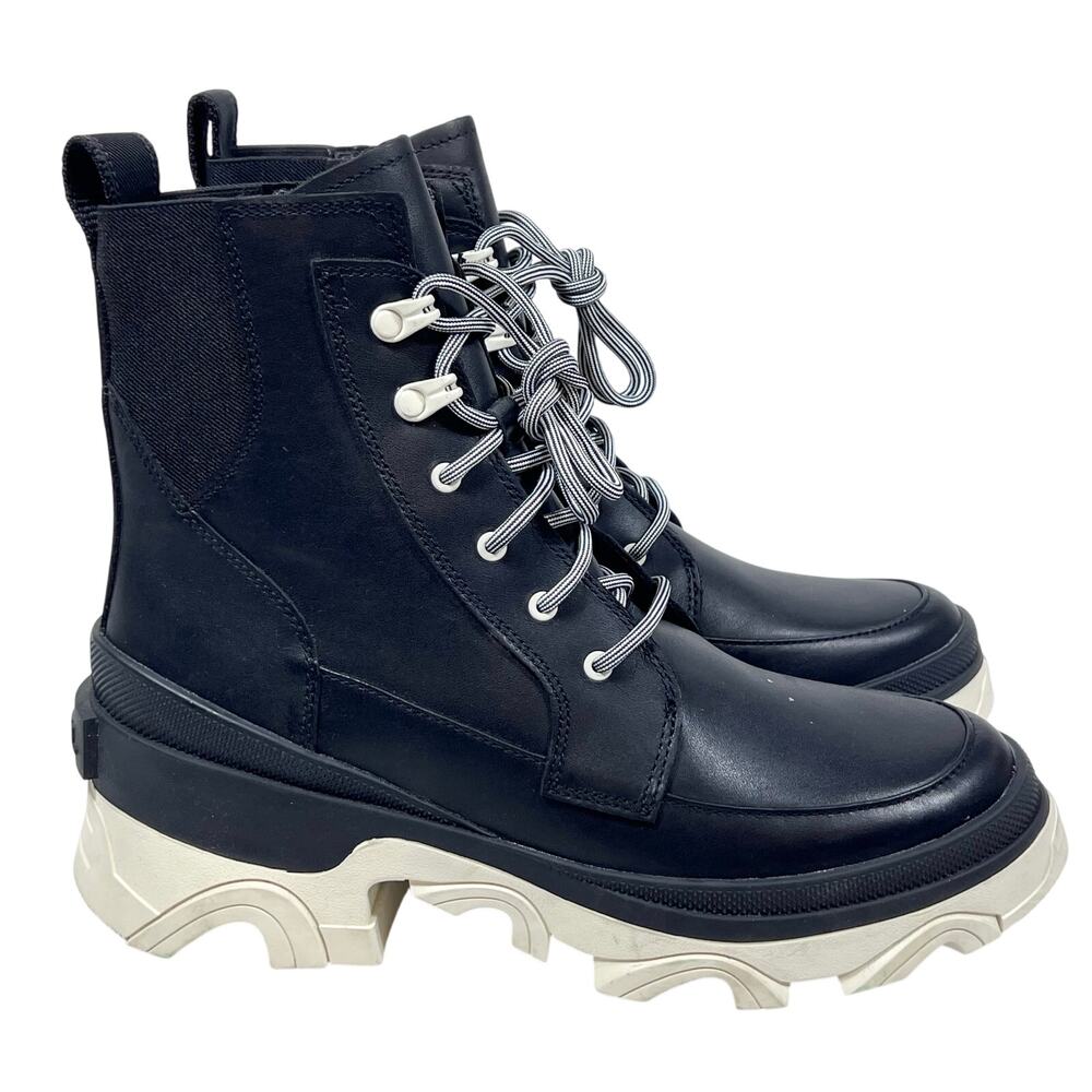 Sorel Brex Boot Lace Waterproof Boots Womens 8.5 Black White New - Picture 5 of 14